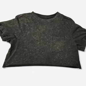 Original Use Acid Wash Black Pocket Tee Cropped Fit Size M